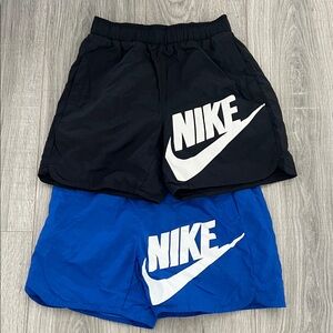 Nike Black and Blue Logo Shorts